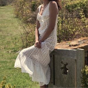 DOÊN Melaine Cotton Eyelet Dress in Salt - Small